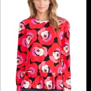 Kate Spade Red and Pink Floral Blouse